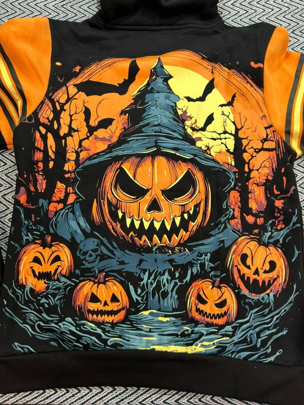 Six Flags Mens ValleyScare Halloween Hoodie Black & Orange Medium Cotton Blend N